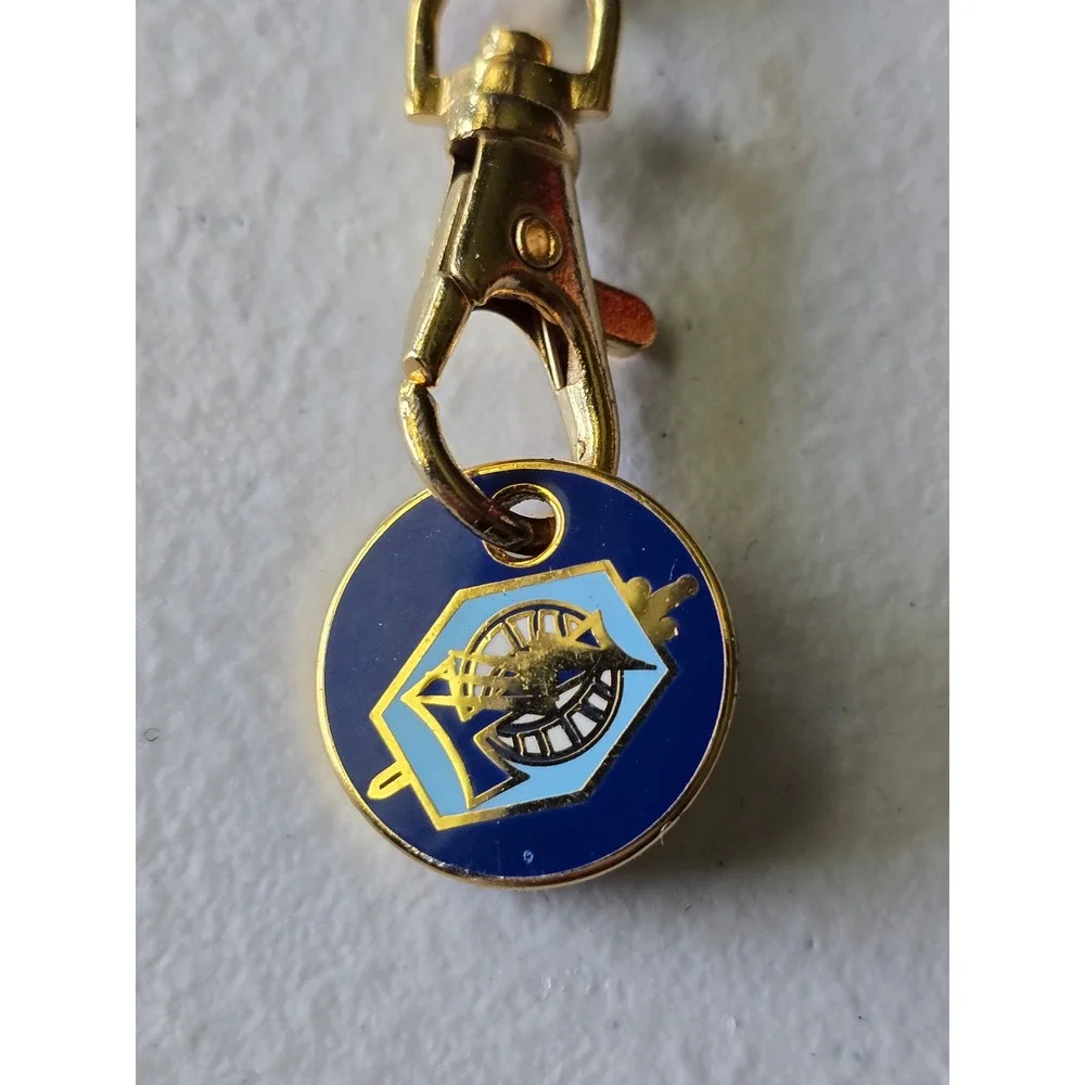Brigade De Transmissions Keychain Gold Blue Enamel Military Charm